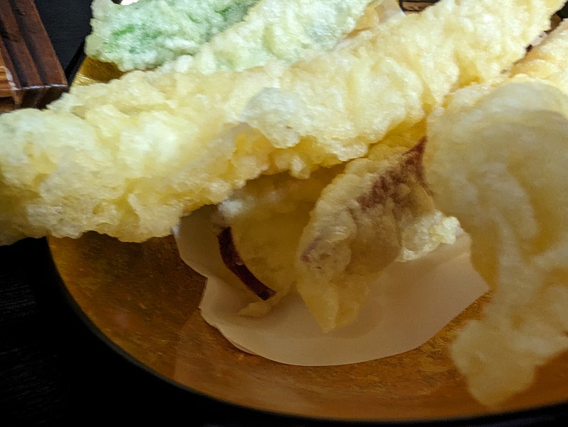 宮崎市の新潟のへぎそば たけ乃で食べた「大海老と野菜の天せいろ」3