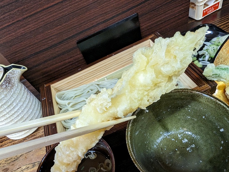 宮崎市の新潟のへぎそば たけ乃で食べた「大海老と野菜の天せいろ」20