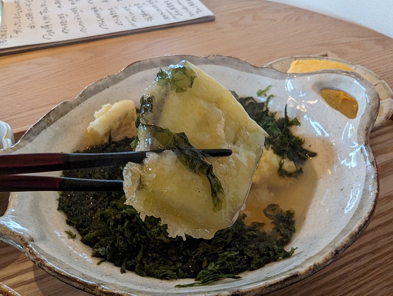 宮崎市佐土原町の「がくのだいどころ」で食べたタイ天ぷら磯のりあんかけ定食7
