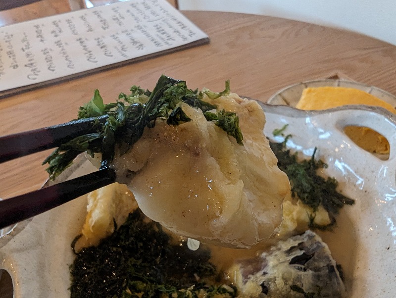 宮崎市佐土原町の「がくのだいどころ」で食べたタイ天ぷら磯のりあんかけ定食8